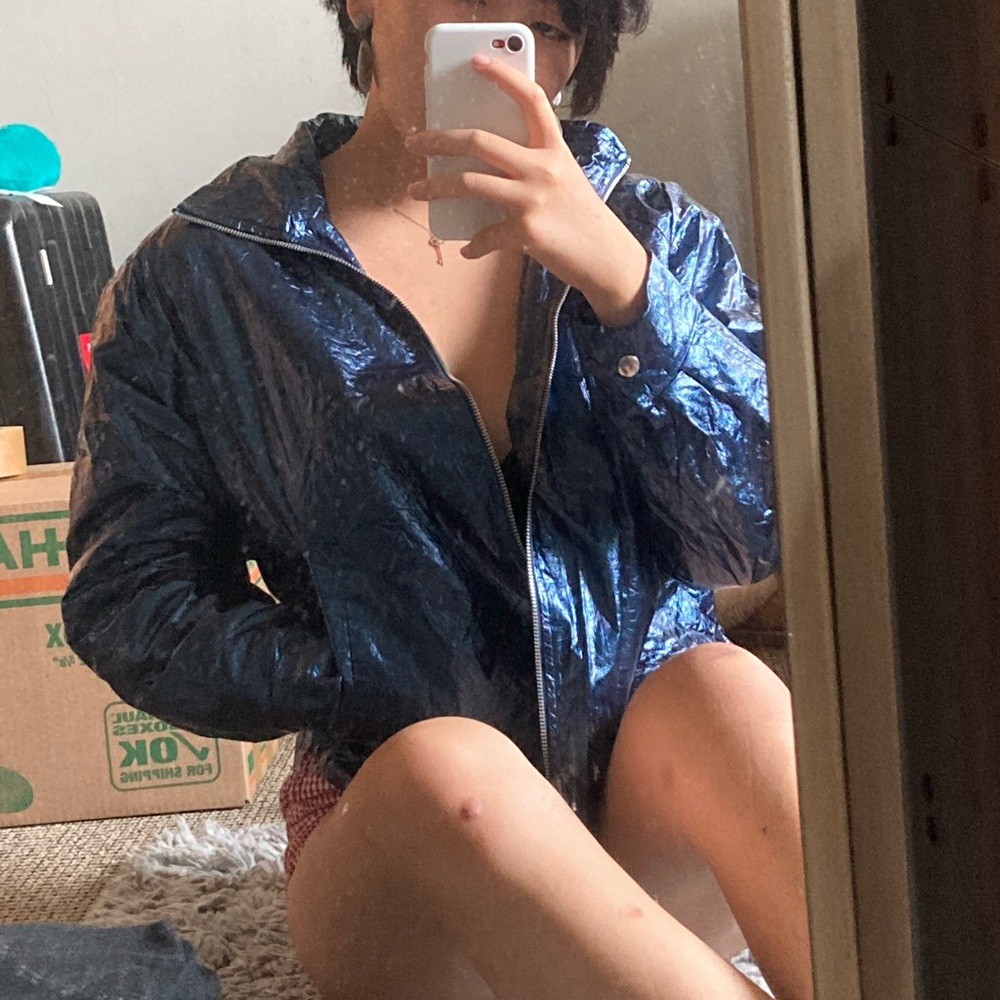 Glittery blue oversized jacket urban outfitters